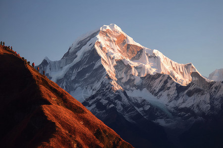 喜马拉雅山中段安纳普尔纳峰背景
