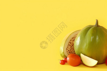 现切的蔬菜瓜果背景图片