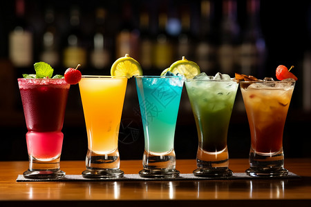 酒吧的彩色酒类图片