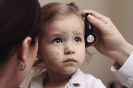 耳镜接受耳朵检查的孩子背景