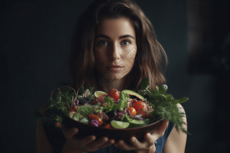 健康饮食的女人背景图片
