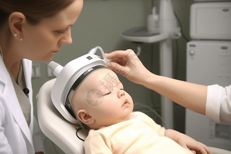 婴儿进行颅超声检查背景图片