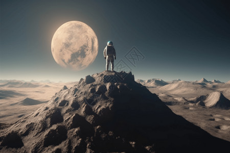 站在月亮上人在月球上旅行的人设计图片