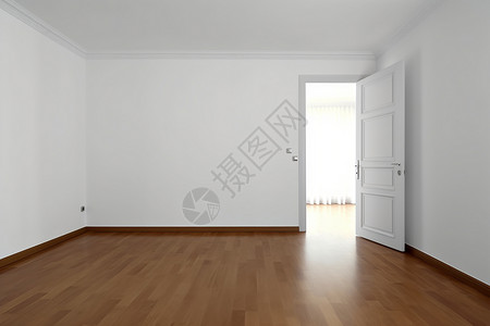 白色的屋子空旷的白色房间和木地板背景