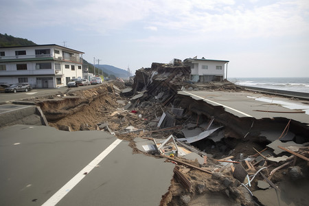 坍塌建筑大地震的照片背景
