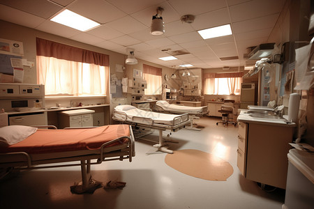 医院抢救病房内部场景治疗高清图片素材