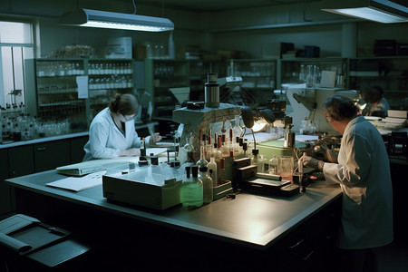 科学家在实验室进行化学分析高清图片