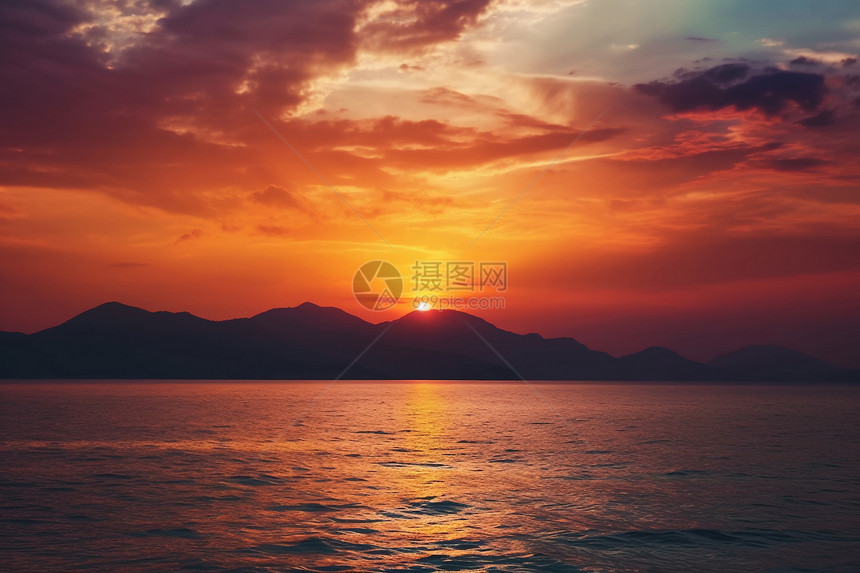 海上日出的景观图片