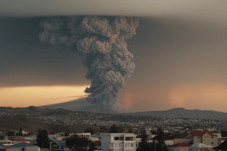 滚滚而来火山喷发的烟雾设计图片