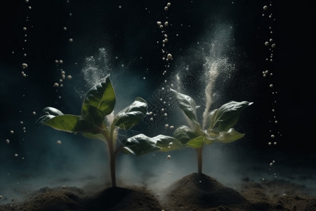 喷涂化学物质的植物背景图片