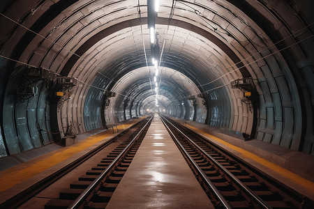 铁轨隧道城市地下地铁隧道轨道设计图片