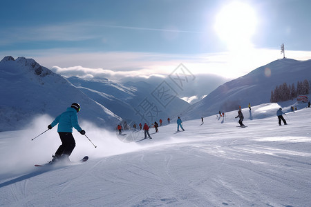 双板滑雪室外滑雪场滑雪运动背景