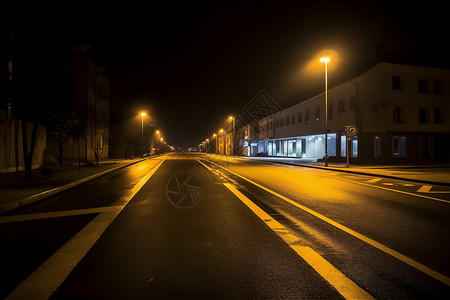 空无一人的街道夜晚的城市背景