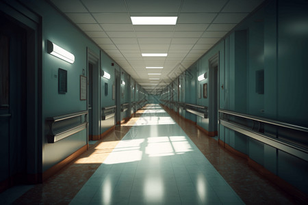 无人的医院走廊高清图片