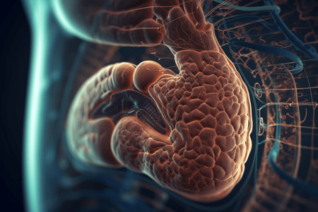 人体胃的3D模型背景图片