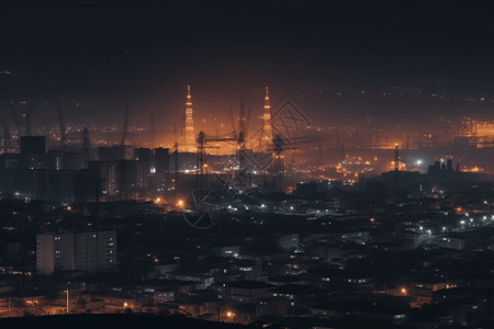 地热能塔照亮城市工厂图片