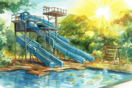 水上乐园的滑梯背景图片