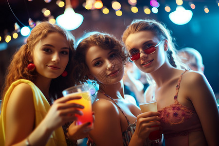 女孩们在举行派对背景图片