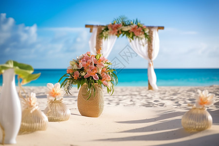 沙滩的求婚现场背景图片