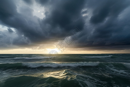 自然风暴气候下的海浪图片