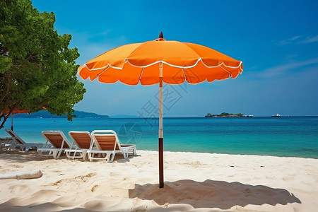 沙滩遮阳海边的遮阳伞背景