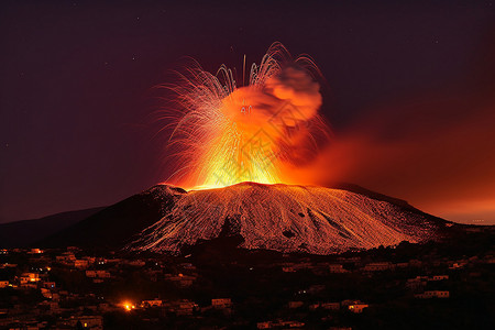 埃特纳火山爆发概念图背景图片