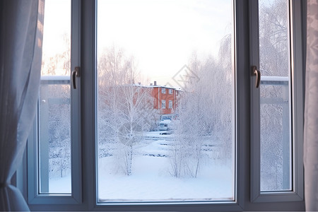 窗外的雪景背景图片