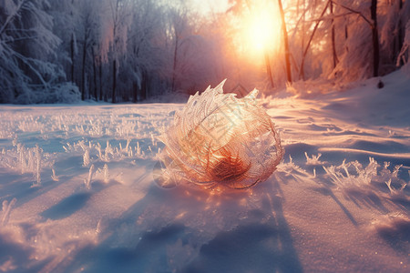 雪花结晶雪地上的冰晶背景