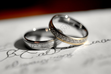 铂金结婚戒指高清图片