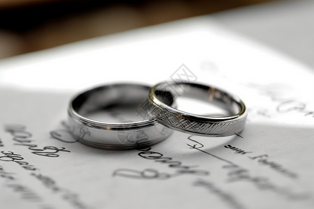 铂金纸一对铂金结婚戒指背景