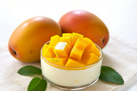 酸奶芒果美食图片