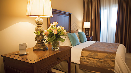 温馨插花温馨的酒店客房卧室设计图片