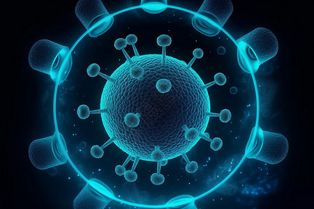 蓝色的病毒细胞背景图片
