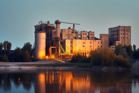 河边水泥厂图片