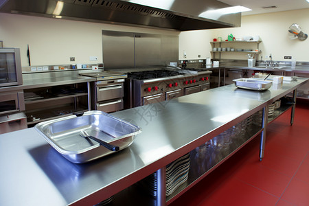 高清瓷砖素材用于专业厨房的表面和厨房工作设备，高清背景