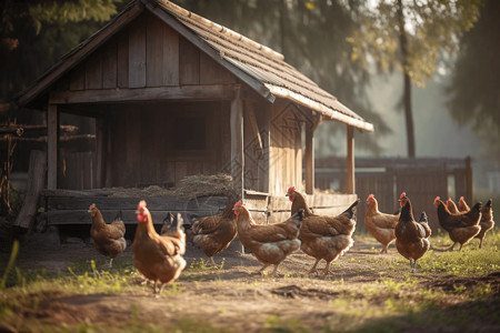 农场的鸡舍背景图片