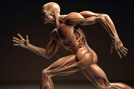 运动中的肌肉和骨骼模型背景图片
