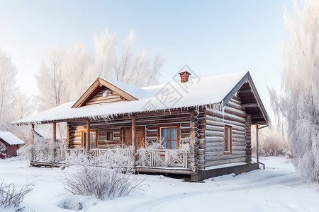 冬季乡村木屋图片