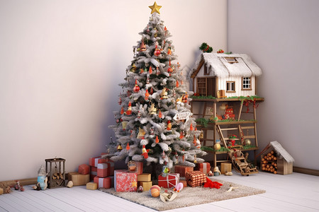家居圣诞节布置背景图片