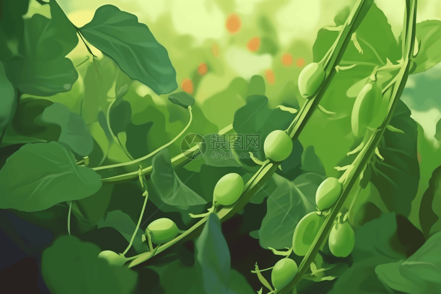 田地里的一簇绿豌豆图片