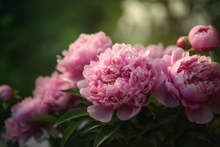 盛开的粉红色的牡丹花图片