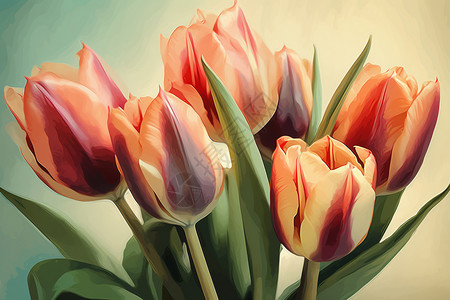 盛开的郁金香花束插图背景图片