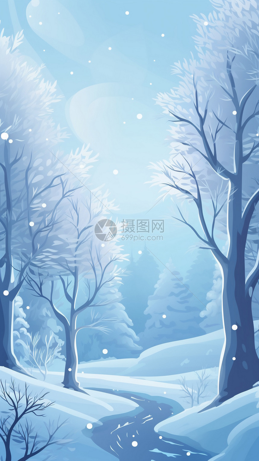 冬季森林雪景插图图片