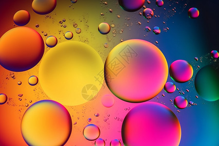 彩虹抽象背景与气泡背景图片