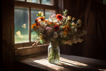 花瓶中的野花束图片