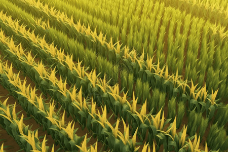 农学田里一排玉米秸秆插画