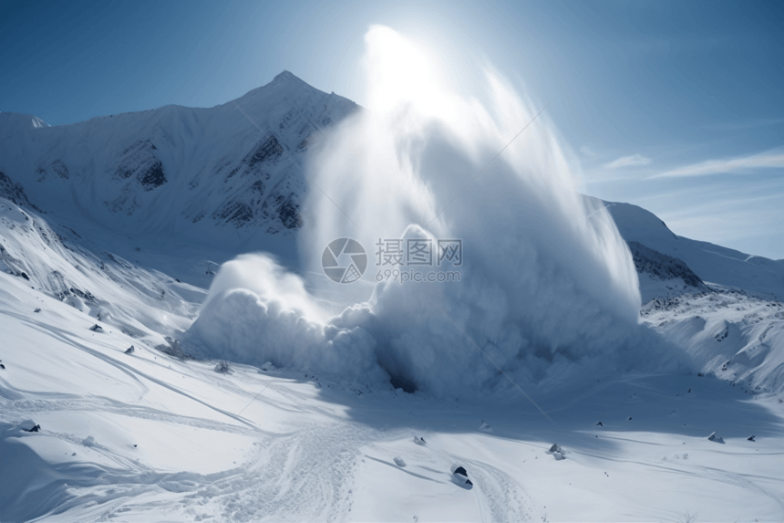 雪山发生雪崩图片