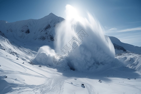 雪山发生雪崩背景