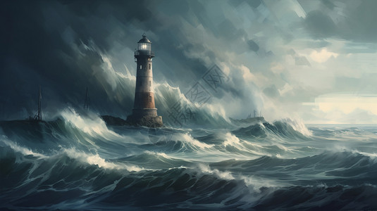 海浪汹涌的艺术插图背景图片