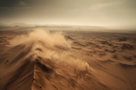 辽阔沙漠中的沙尘暴图片